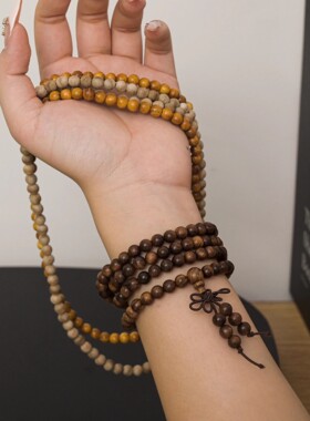 复古檀木多层串珠手链女款新中式