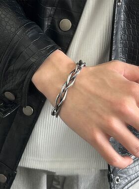 蛇纹麻花手镯男士复古做旧小众