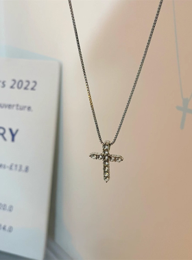 满钻十字架蛇骨链项链男生嘻哈风