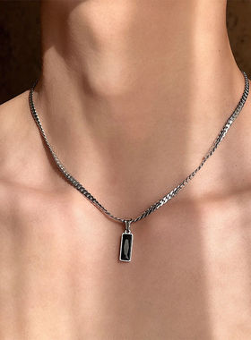 黑色简约几何项链男女潮嘻哈