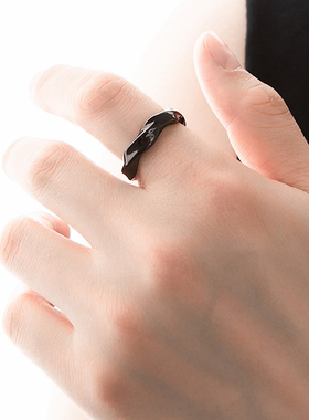 新款黑色莫比乌斯环单身戒指男