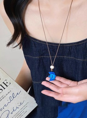 飞鸟诗集新款蓝色小鸟项链女
