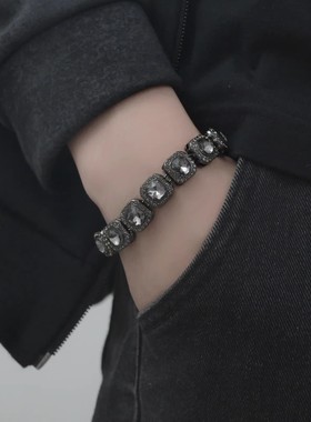 欧美高街hiphop冰糖满钻手链男