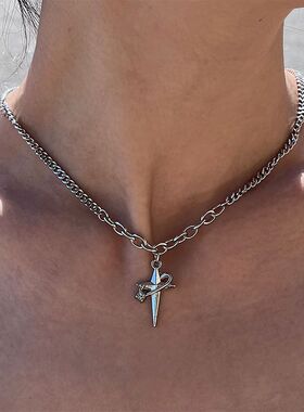 芒星十字架项链男女ins小众设计