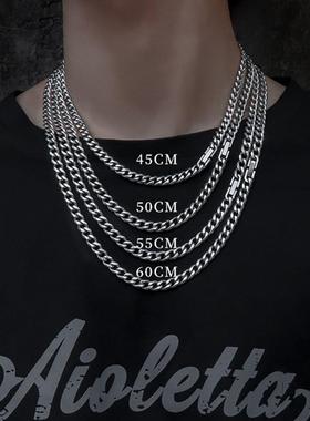 古巴链钛钢儿童项链男童潮嘻哈男