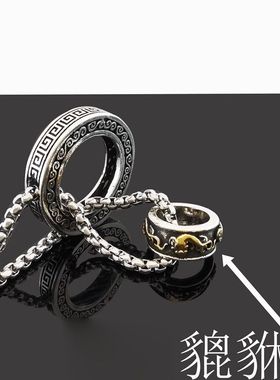 Vintage古着新款貔貅项链男吊坠