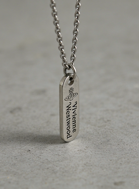 土星项链vintage中古做旧小众设计简约文字方块ins项链