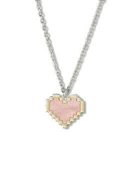 粉色马赛克桃心项链甜美森系少女心粉可爱闺蜜爱心项链百搭