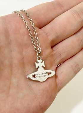 时髦高级感土星星球彩色镶钻项链