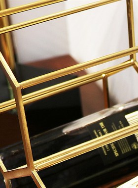 欧式现代简约创意缕空铁艺红酒架酒吧金属摆件电镀玫瑰Y金酒瓶摆