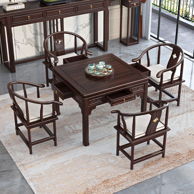 新中式实木中堂六件套条案供桌香案农H村堂屋家用紫金檀八仙桌神 - 图2