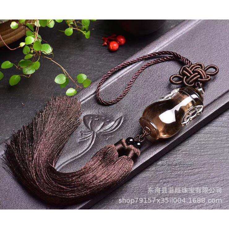 天然茶黄水晶雕宝瓶搭配手工编织流苏中国结车挂平安瓶挂饰,淘宝优惠券,粉丝福利购,淘宝优惠卷