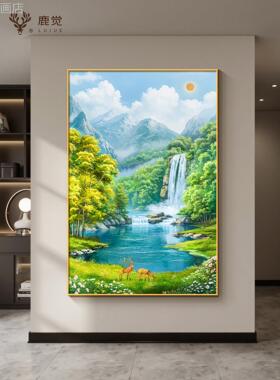 聚宝盆山青水画过玄关装饰画东墙客厅走廊道景悬挂画绿水山风壁画