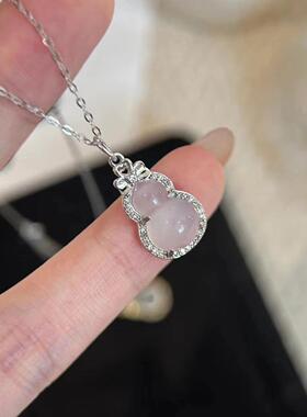 新中式蝴蝶结葫芦项链女款国潮时尚清新甜美仿玉髓吊坠锁骨链礼物