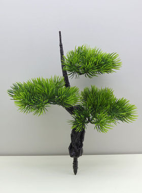 仿真松针柏树枝假花松树盆栽松枝道具花艺塑料花干花叶子假美人松