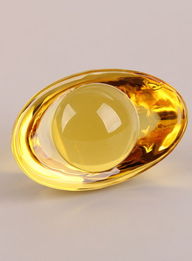 极速元宝摆件黄h色水晶淄博琉璃供奉聚宝盆门口客厅桌面装饰饰品