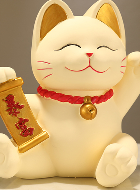 新品创意招财猫摆件招财进宝新中式客厅电视柜Q轻奢装饰品搬家乔