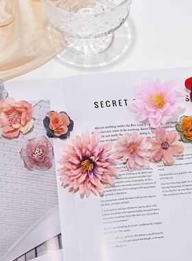 重工仿真花簪花套装领口配花吊带连衣裙短袖花朵配饰