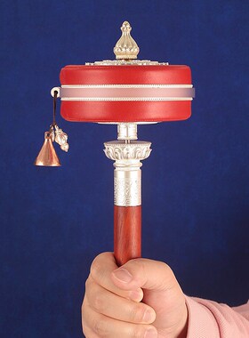 藏式手摇转轮纯铜阿弥陀佛大白伞盖21度M母手摇红皮摆件家用家居