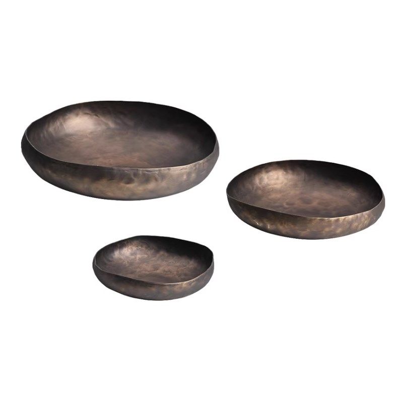 轻奢手工锤纹圆形水果盘茶几侘寂极简家J居客厅样板间桌面软装托,淘宝优惠券,粉丝福利购,淘宝优惠卷