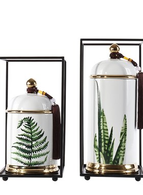 极速新中式陶瓷软装m摆件售楼处酒店别墅客厅玄关酒柜书柜储物罐