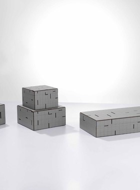 简约现代米黄色编织牛皮首饰收纳盒创意几何方形首饰Z盒卧室摆件