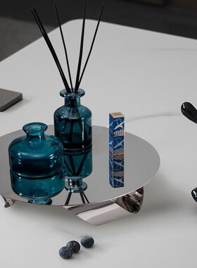 现代简约不锈钢收纳镜面托盘样板房家居餐桌茶P几软装饰品轻奢摆