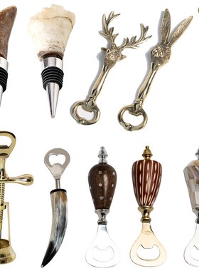 创意牛骨酒具套装开瓶器彩贝工艺起瓶器J样板间餐厅酒柜酒吧装饰