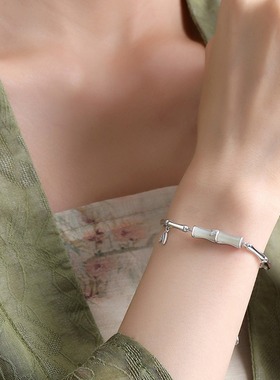 竹节高升银手链轻奢小众精致高