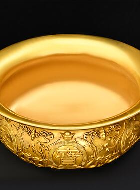 实心黄铜聚宝盆摆件铜香炉纯居家客厅聚招进宝财店铺柜台玄关礼品