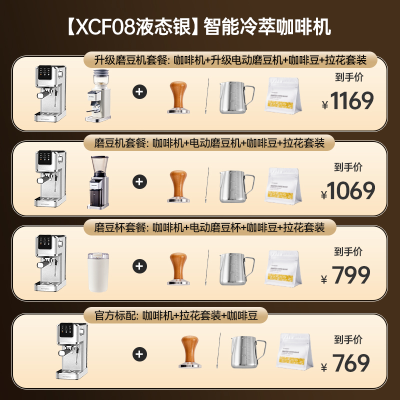 【新品】SCHNEIDER施耐德XCF08冷萃咖啡机家用意式半全自动打奶泡