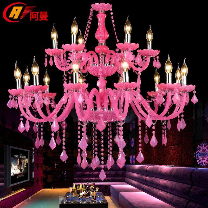 欧式吊灯女孩儿童房卧室粉色水晶灯美容院餐厅装饰ktv酒吧灯具,淘宝优惠券,粉丝福利购,淘宝优惠卷