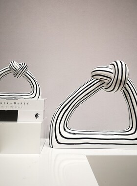 现代简约b摆件家居饰品创意条纹绳结样板房客厅玄关电视柜树脂摆