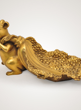 纯铜老鼠摆件招财金鼠送s财12十二生肖鼠年风水家居客厅玄关装饰