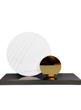 简约现代圆形大理石屏风摆件样板房售楼H处酒店玄关轻奢装饰品陈