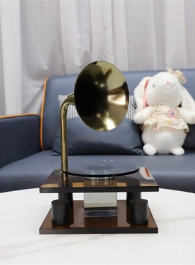 新中式简约c复古留声机装饰办公室客厅样板房卧室玄关书房家居摆