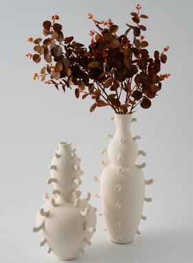 现代简约北欧创意陶瓷带刺u葫芦花瓶摆件样板间售楼部玄关花器装