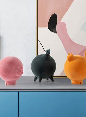 Rzone 现代简约植绒小动物现代简约轻奢北欧软装T饰品茶几橱窗摆