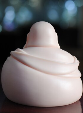 元宝弥勒德化陶瓷玉红瓷车t载弥勒茶桌桌面书架把玩可爱小弥勒摆