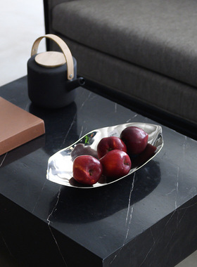 现代轻奢银色大型铝制金属果盘新中式样板间售楼处V酒店餐厅装饰