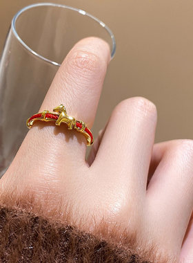 普陀山本命年红绳小马开口戒指