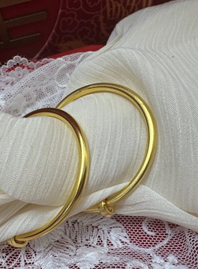 黄金包银古法推拉宝宝镯BB手镯