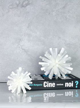 现代简约水晶矿石花球石膏条书压摆件样板间电视T柜书房家居装饰