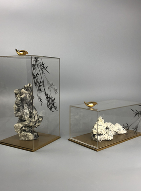 现代新中式创意亚克力摆件二x件套创意样板房间电视柜酒柜软装饰