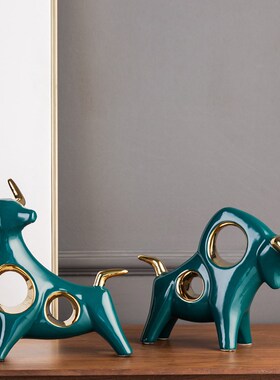 牛气冲天家居i饰品摆件创意现代简约风格办公室玄关样板房