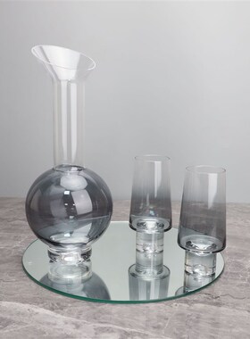 欧式创意渐变斜口玻璃酒器套x装烟灰样板房餐厅简约玫瑰金酒杯酒