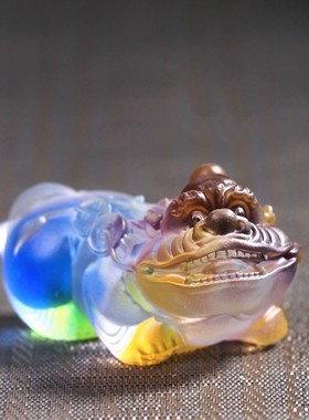 招财琉璃貔貅小把件风水摆件一对风水办公室客厅T创意摆放吉祥物