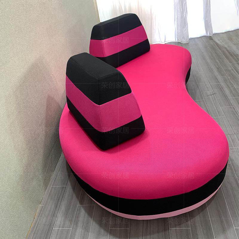 意式极简客厅样板房罗奇堡系列网布彩色设计师粉色弧形布艺沙发,淘宝优惠券,粉丝福利购,淘宝优惠卷