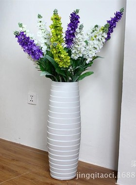 Atpeunf 景德镇现代陶瓷落地大花瓶花插 珍珠白花瓶 小额