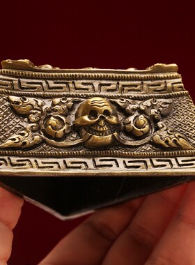 尼泊尔黄铜精f工金刚撅底座三面普巴金刚杵金刚橛大底座格桑花浮